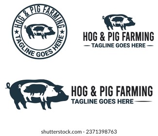Monogram, Minimalist, And Letterhead Hog And Pig Farming Logo Design