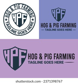 Monogram, Minimalist, And Letterhead Hog And Pig Farming Logo Design