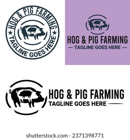 Monogram, Minimalist, And Letterhead Hog And Pig Farming Logo Design