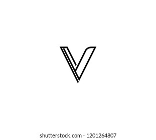 Monogram Minimalist Linear Outline Linked Letter V Logo Design