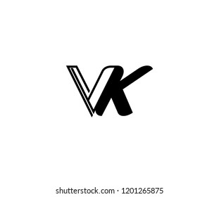 Monogram Minimalist Linear Outline Linked Letter VK Logo Design