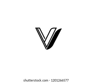 Monogram Minimalist Linear Outline Linked Letter VI Logo Design