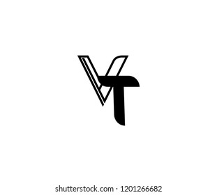 Monogram Minimalist Linear Outline Linked Letter VT Logo Design