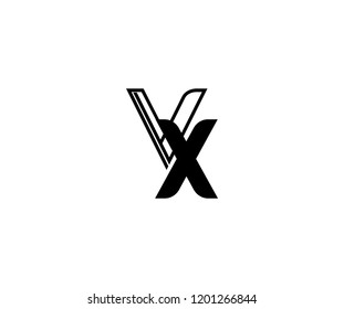 Monogram Minimalist Linear Outline Linked Letter VX Logo Design