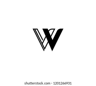 Monogram Minimalist Linear Outline Linked Letter VV W Logo Design