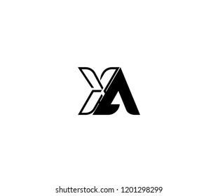 Monogram Minimalist Linear Outline Linked Letter XA Logo Design