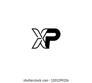 Monogram Minimalist Linear Outline Linked Letter XP Logo Design