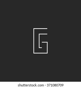 Monogram mockup logo G letter, modern graphic thin line style design element, linear emblem template