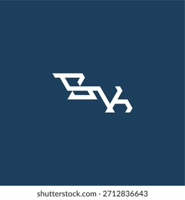 monograma logotipo moderno conceito inicial de esporte design SK letra de estilo techno minimalista