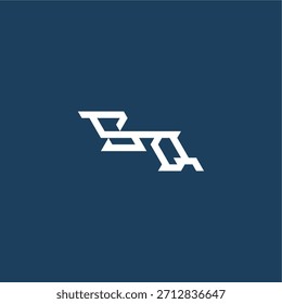 monogram modern logo initial esport concept design SQ minimalist techno style letter