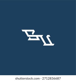 monograma logotipo moderno concepção inicial de conceito de esporte SU letra de estilo tecno minimalista