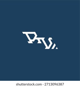 monograma logotipo moderno conceito inicial de esporte design RV minimalista techno estilo letra
