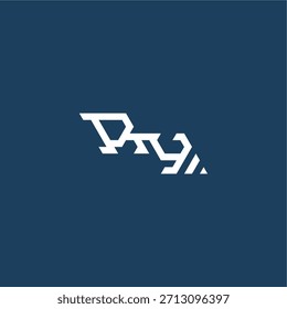 monograma logotipo moderno inicial conceito de esporte design RY minimalista techno estilo letra