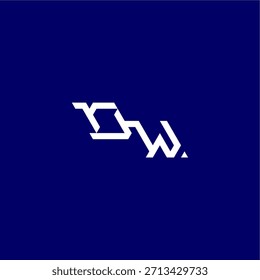 monograma logotipo moderno design de conceito inicial de esporte OW letra de estilo techno minimalista
