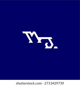 monograma logotipo moderno concepção inicial de conceito de esporte MJ letra estilo tecno minimalista
