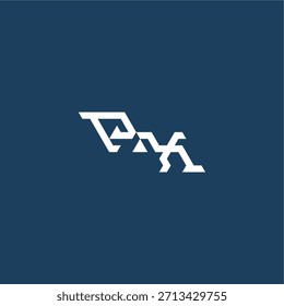 monograma logotipo moderno concepção inicial de conceito de esportes PX letra de estilo tecno minimalista
