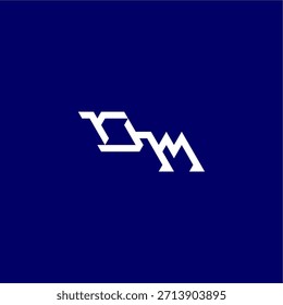 monograma logotipo moderno conceito inicial de esporte design OM letra estilo techno minimalista