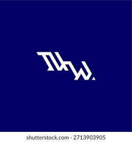monograma logotipo moderno inicial de design de conceito de esportes NW letra de estilo tecno minimalista
