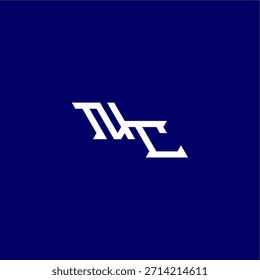 monograma logotipo moderno conceito inicial de esporte design NC minimalista techno estilo letra