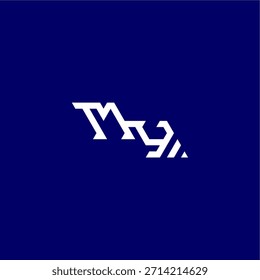 monograma logotipo moderno diseño inicial de concepto de deporte electrónico MI letra de estilo tecno minimalista
