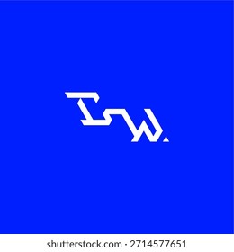 monogram modern logo initial esport concept design CW minimalist techno style letter