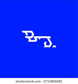 monogram modern logo initial esport concept design BJ minimalist techno style letter