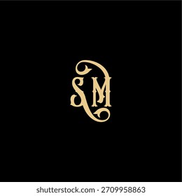 Monogramm modernes Logo anfängliches königliches Konzept SM Barock Stil Design Brief