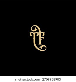 monogram modern logo initial royal concept TF Barock style design letter