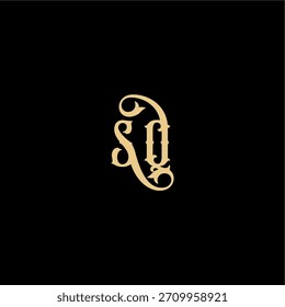 monograma logotipo moderno concepto real inicial SQ Barock estilo carta de diseño