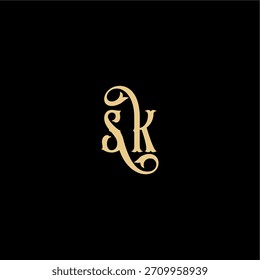 Monogramm modernes Logo anfängliches königliches Konzept SK Barock Stil Design Brief