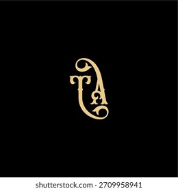 monograma logotipo moderno concepto real inicial TA letra de diseño de estilo Barock