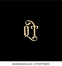 Monogramm modernes Logo anfängliches königliches Konzept QT Barock Stil Design Brief