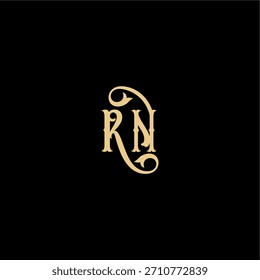 Monogramm modernes Logo anfängliches königliches Konzept RN Barock Stil Design Brief