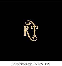monograma logotipo moderno concepto real inicial RT Carta de diseño de estilo Barock