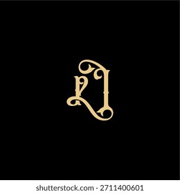 monograma logotipo moderno concepto real inicial PI Carta de diseño de estilo Barock