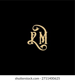 monograma logotipo moderno conceito real inicial PM Barock estilo carta de design