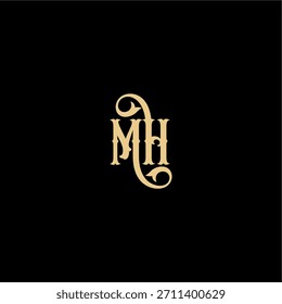 Monogramm modernes Logo anfängliches königliches Konzept MH Barock Stil Design Brief