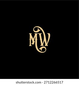 Monogramm modernes Logo anfängliches königliches Konzept MW Barock Stil Design Brief