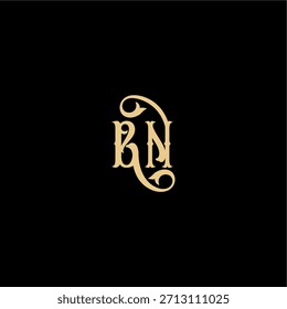 monograma logotipo moderno concepto real inicial BN Carta de diseño de estilo Barock
