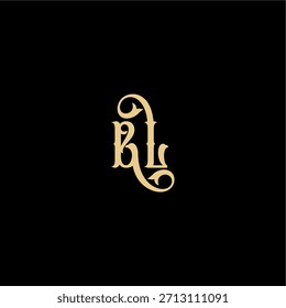 monograma logotipo moderno conceito real inicial BL Barock estilo carta de design
