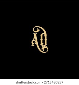 Monogramm modernes Logo anfängliches königliches Konzept AQ Barock Stil Design Brief