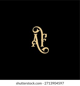 monograma logotipo moderno conceito real inicial AF Barock estilo carta de design