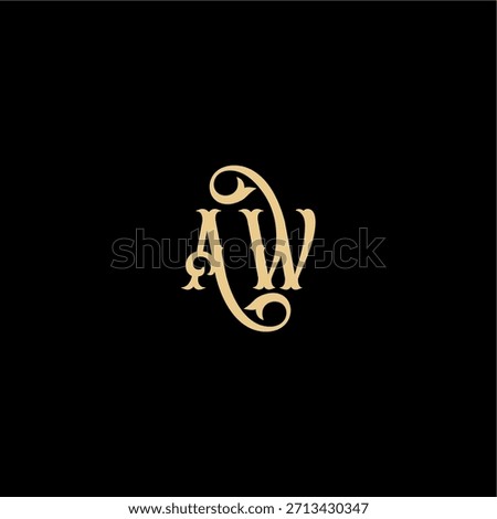 monogram modern logo initial royal concept AW Barock style design letter