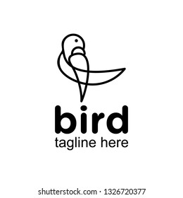 monogram mono line bird logo design inspiration, clip art vector