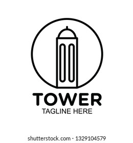 monogram mono line tower sky line logo design inspiration, clip art vector