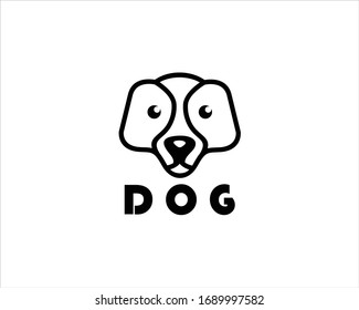 Monograma, monolina, logotipo de perro de cabeza de línea vectorial