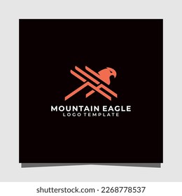Monogram mountain eagle premium logo design template