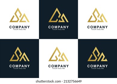 monogram mountain with letter logo design collection