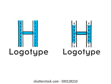 Monogram N logo letter, simple thin line emblem, road, transport logotype.