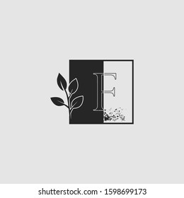 Monogram Nature Floral Initial Letter F logo icon vector design concept on square shapes.